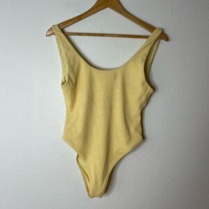 Pacsun ECO Yellow Zina Scrunch Low‑Back One Piece Swimsuit Size M